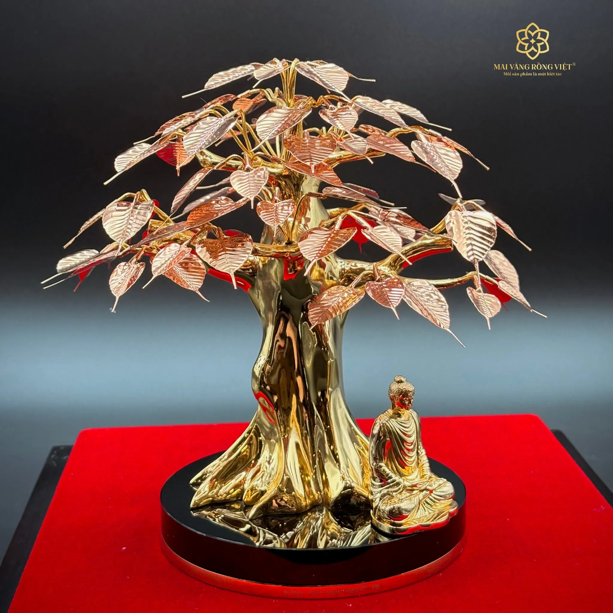 Cây Bồ Đề Bình An cao 20cm - Mạ Mix Rose Gold 1 Cây Bồ Đề Bình An cao 20cm - Mạ Mix Rose Gold