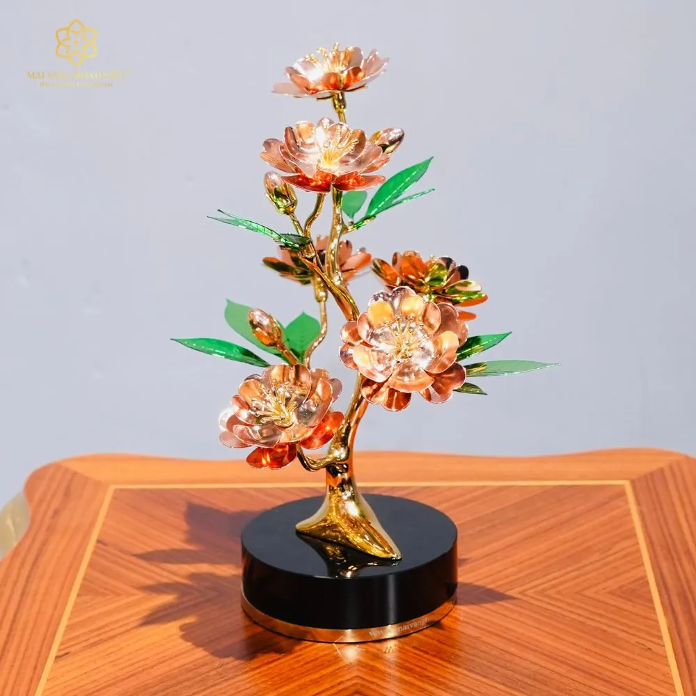 Cành Đào Mạ Vàng 24K Mix Rose Gold 2 Cành Đào Mạ Vàng 24K Mix Rose Gold - Ảnh 2