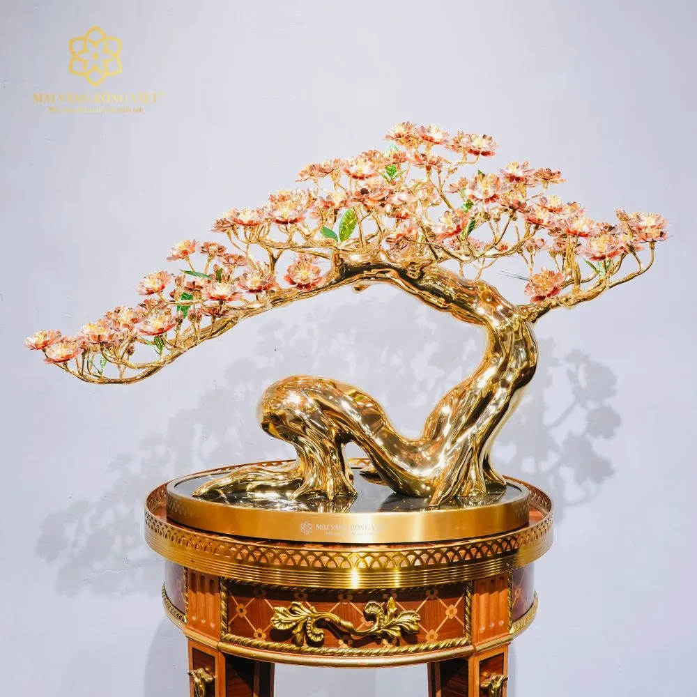 Cây Đào Kỳ Lân Mạ Vàng 24K Mix Rose Gold Cao 45cm 2 Cây Đào Kỳ Lân Mạ Vàng 24K Mix Rose Gold Cao 45cm - Ảnh 2