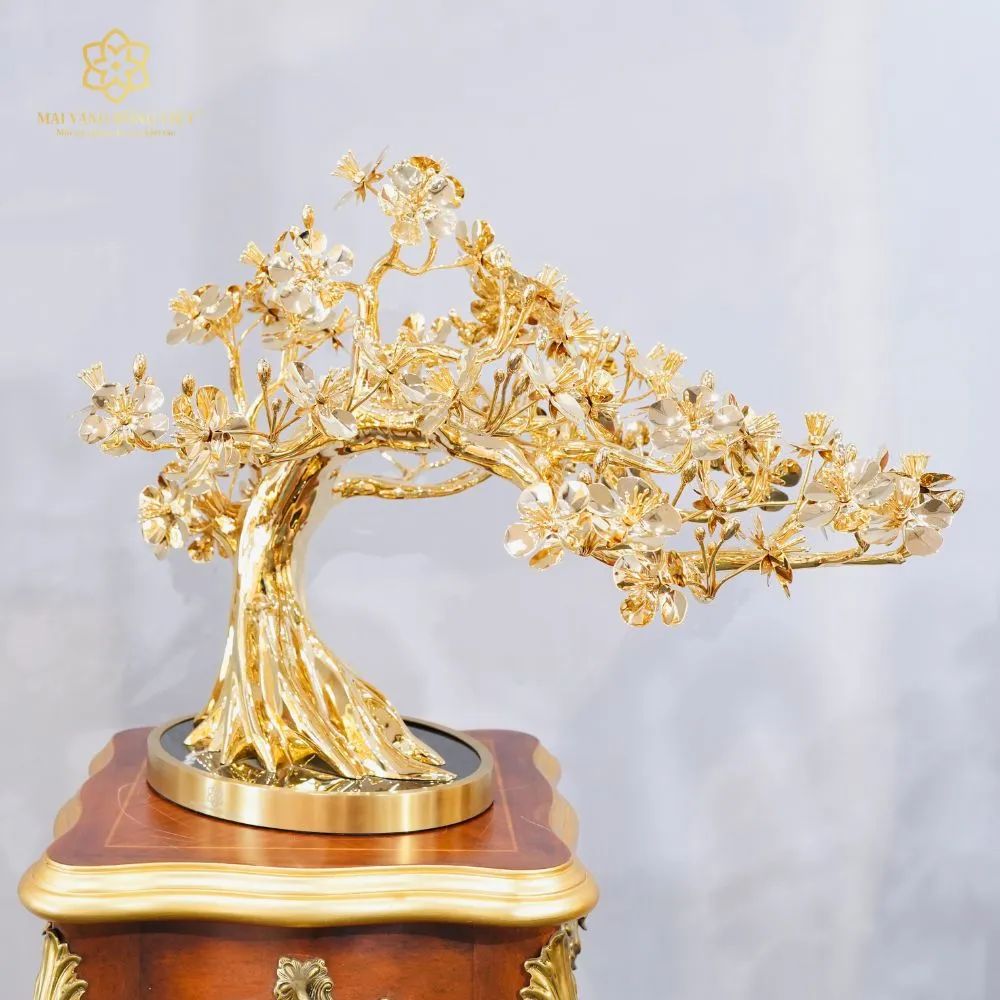 Cây Mai Bạt Phong Mạ Vàng 24K Cao 39cm 3 Cây Mai Bạt Phong Mạ Vàng 24K Cao 39cm - Ảnh 3