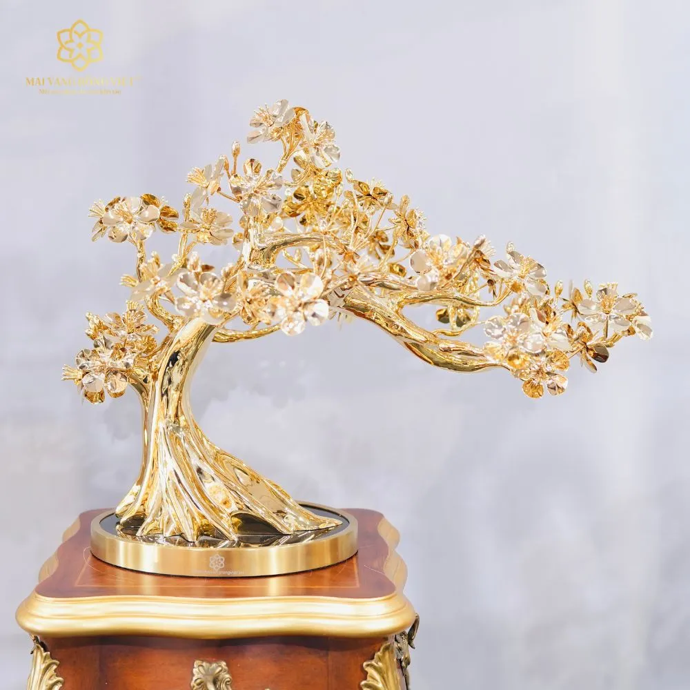 Cây Mai Bạt Phong Mạ Vàng 24K Cao 39cm 1 Cây Mai Bạt Phong Mạ Vàng 24K Cao 39cm