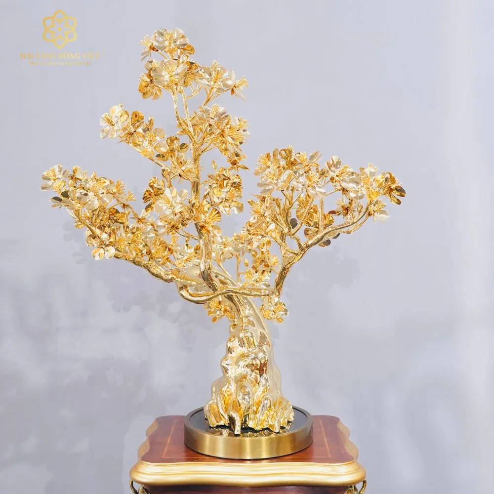 Cây Mai Long Thăng Mạ Vàng 24K Cao 60cm 2 Cây Mai Long Thăng Mạ Vàng 24K Cao 60cm - Ảnh 2