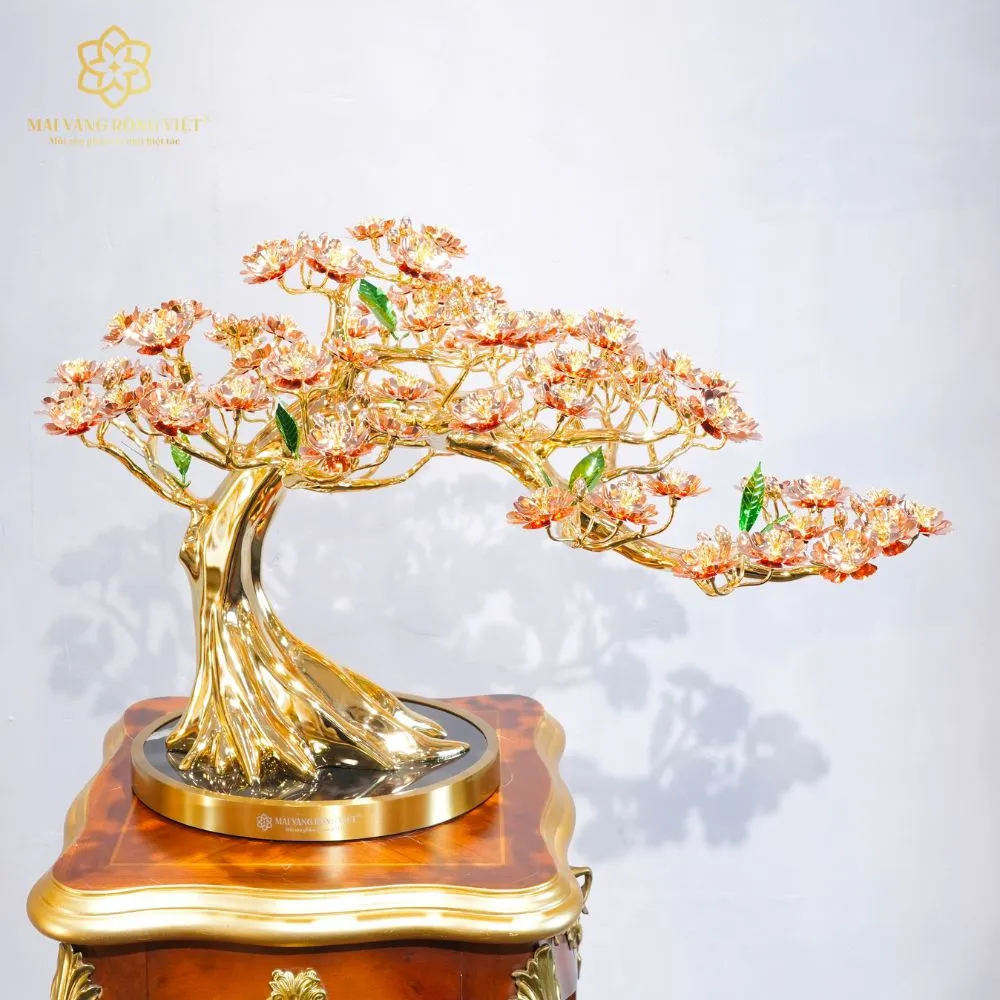 Cây Đào Bạt Phong Mạ Vàng 24K Mix Rose Gold Cao 39cm 3 Cây Đào Bạt Phong Mạ Vàng 24K Mix Rose Gold Cao 39cm - Ảnh 3