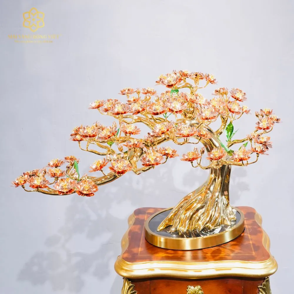 Cây Đào Bạt Phong Mạ Vàng 24K Mix Rose Gold Cao 39cm 2 Cây Đào Bạt Phong Mạ Vàng 24K Mix Rose Gold Cao 39cm - Ảnh 2