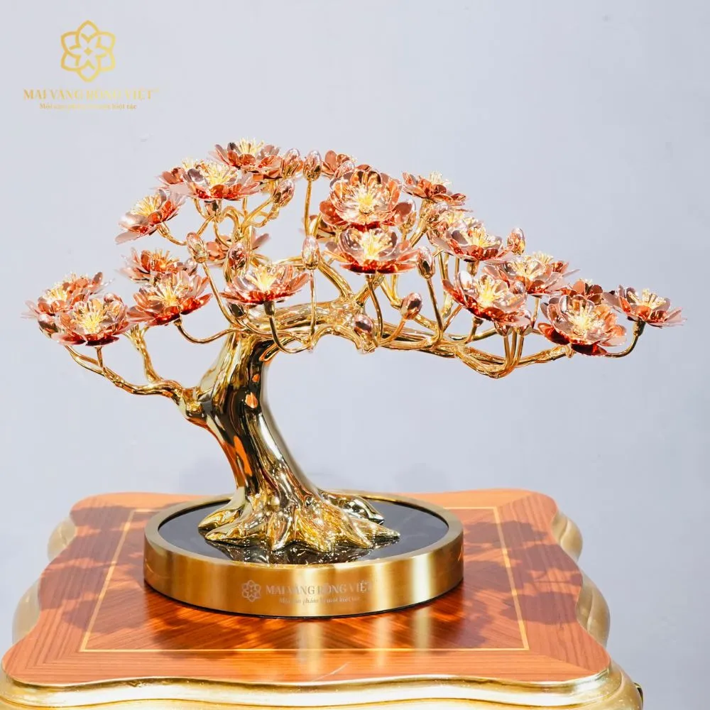 Cây Đào Nghinh Phong Mạ Vàng 24K Mix Rose Gold 1 Cây Đào Nghinh Phong Mạ Vàng 24K Mix Rose Gold