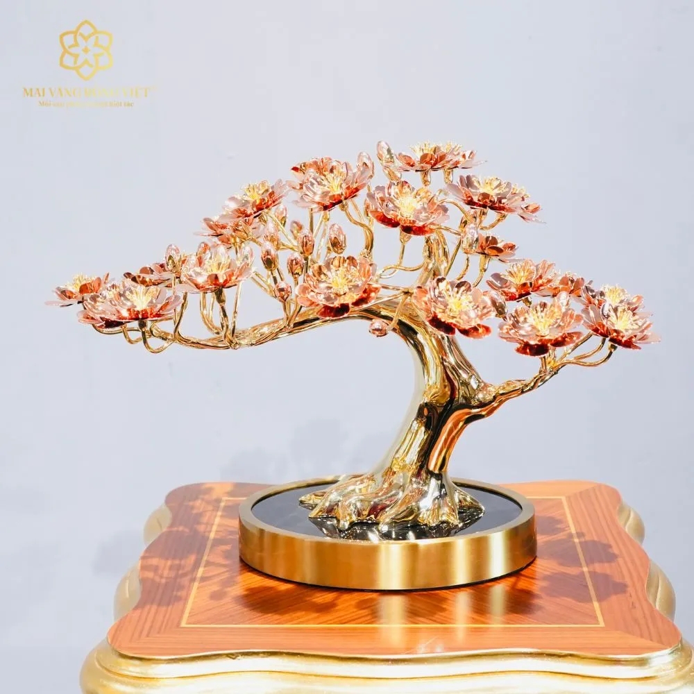 Cây Đào Nghinh Phong Mạ Vàng 24K Mix Rose Gold 2 Cây Đào Nghinh Phong Mạ Vàng 24K Mix Rose Gold - Ảnh 2