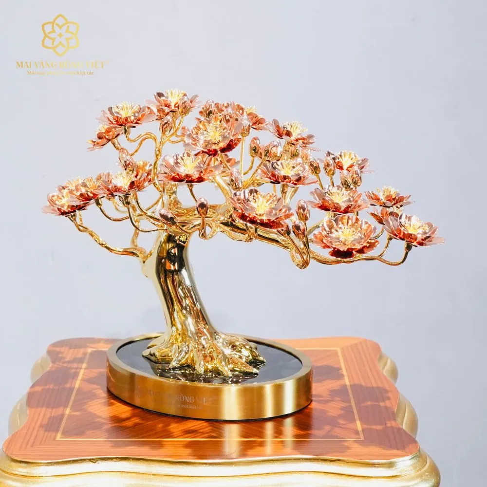 Cây Đào Nghinh Phong Mạ Vàng 24K Mix Rose Gold 3 Cây Đào Nghinh Phong Mạ Vàng 24K Mix Rose Gold - Ảnh 3