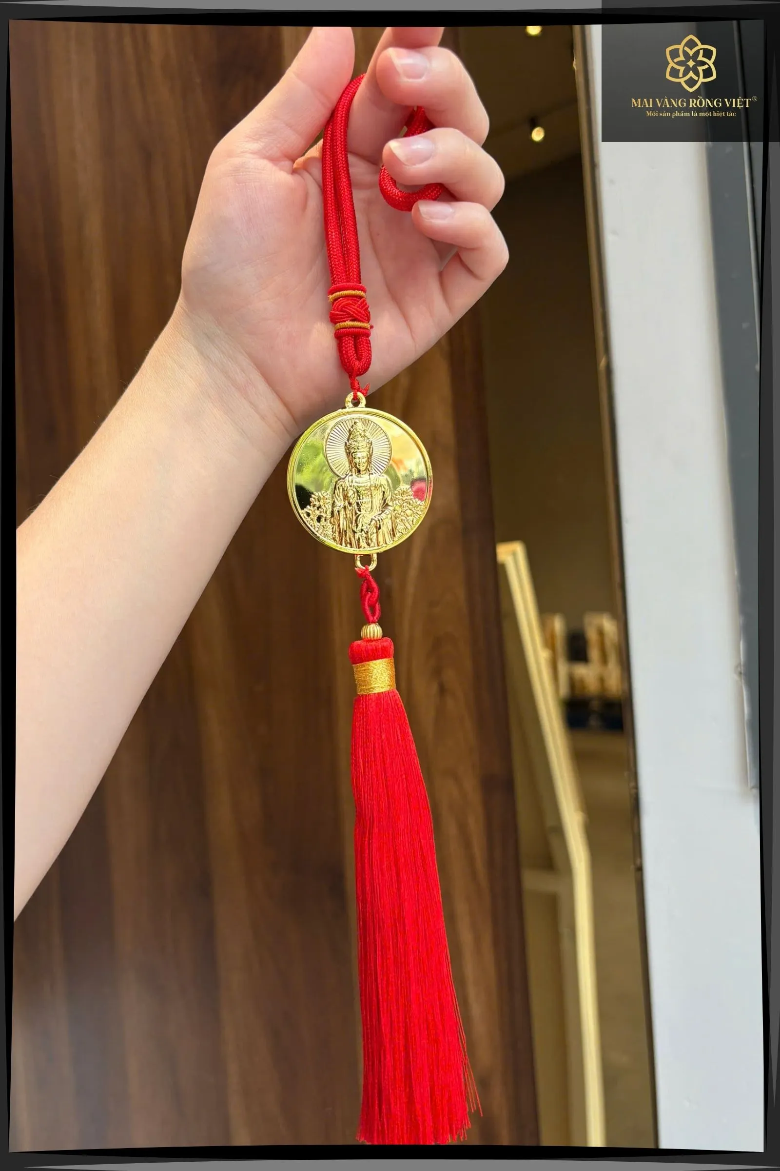 Dây Treo Xe Mặt Phật Quan Âm Mạ Vàng 24K 2 Dây Treo Xe Mặt Phật Quan Âm Mạ Vàng 24K - Ảnh 2
