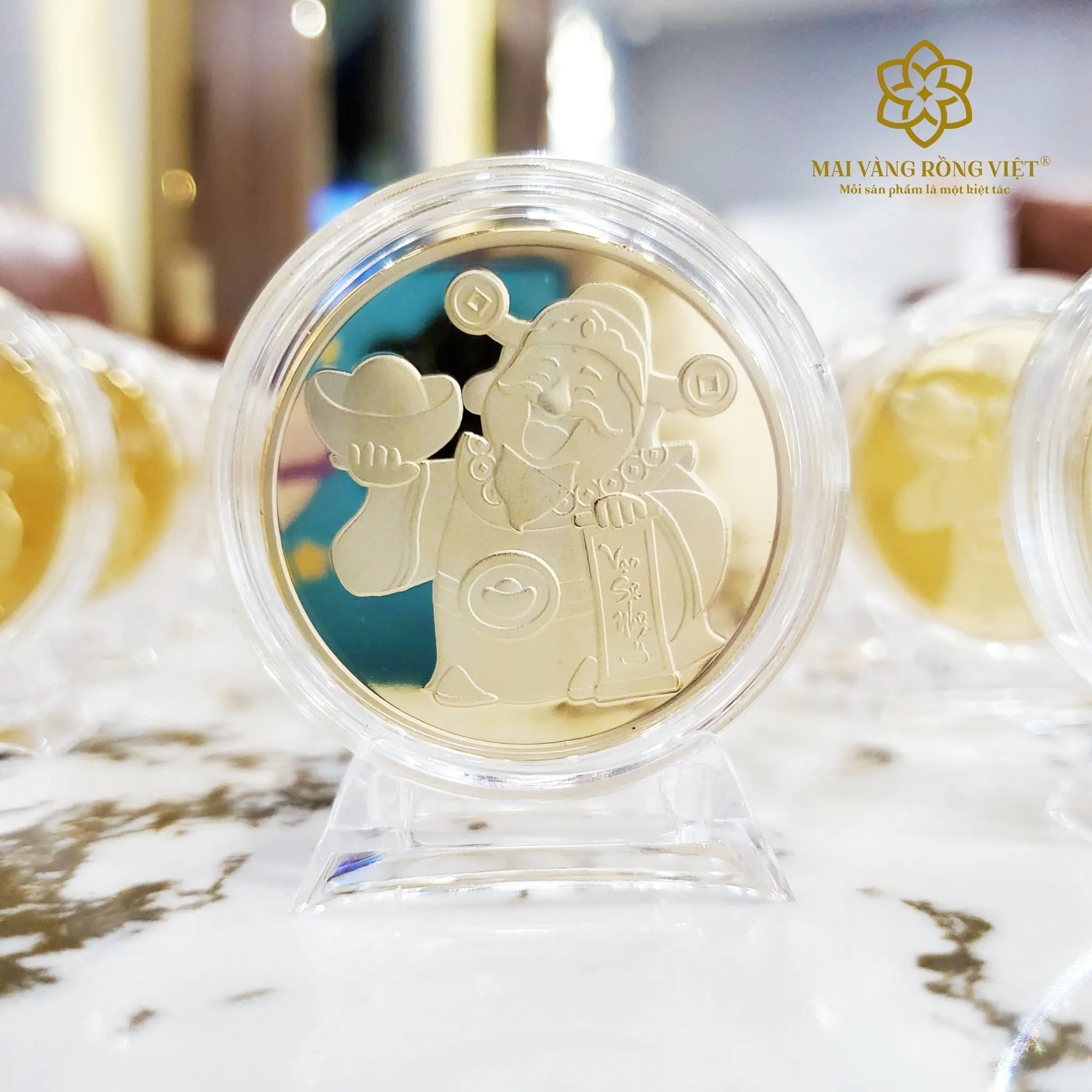 Đồng xu Thần Tài Mạ vàng 24k 1 Đồng xu Thần Tài Mạ vàng 24k