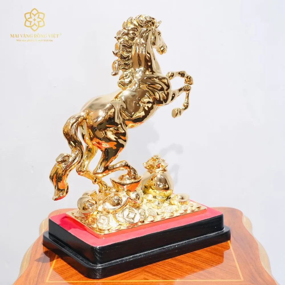 Kim Mã Chiêu Tài Bằng Đồng Mạ Gold 4 Kim Mã Chiêu Tài Bằng Đồng Mạ Gold - Ảnh 4