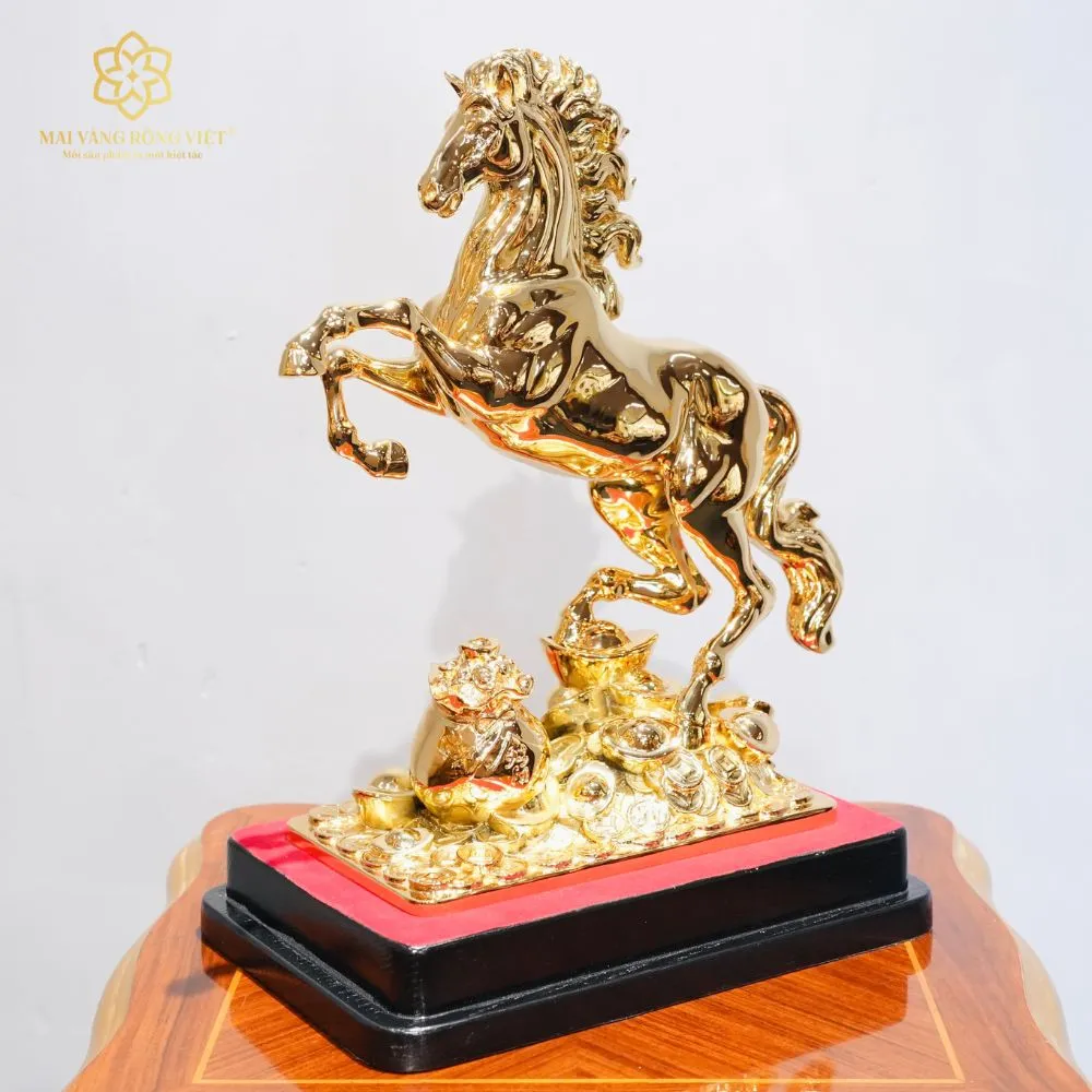 Kim Mã Chiêu Tài Bằng Đồng Mạ Gold 3 Kim Mã Chiêu Tài Bằng Đồng Mạ Gold - Ảnh 3