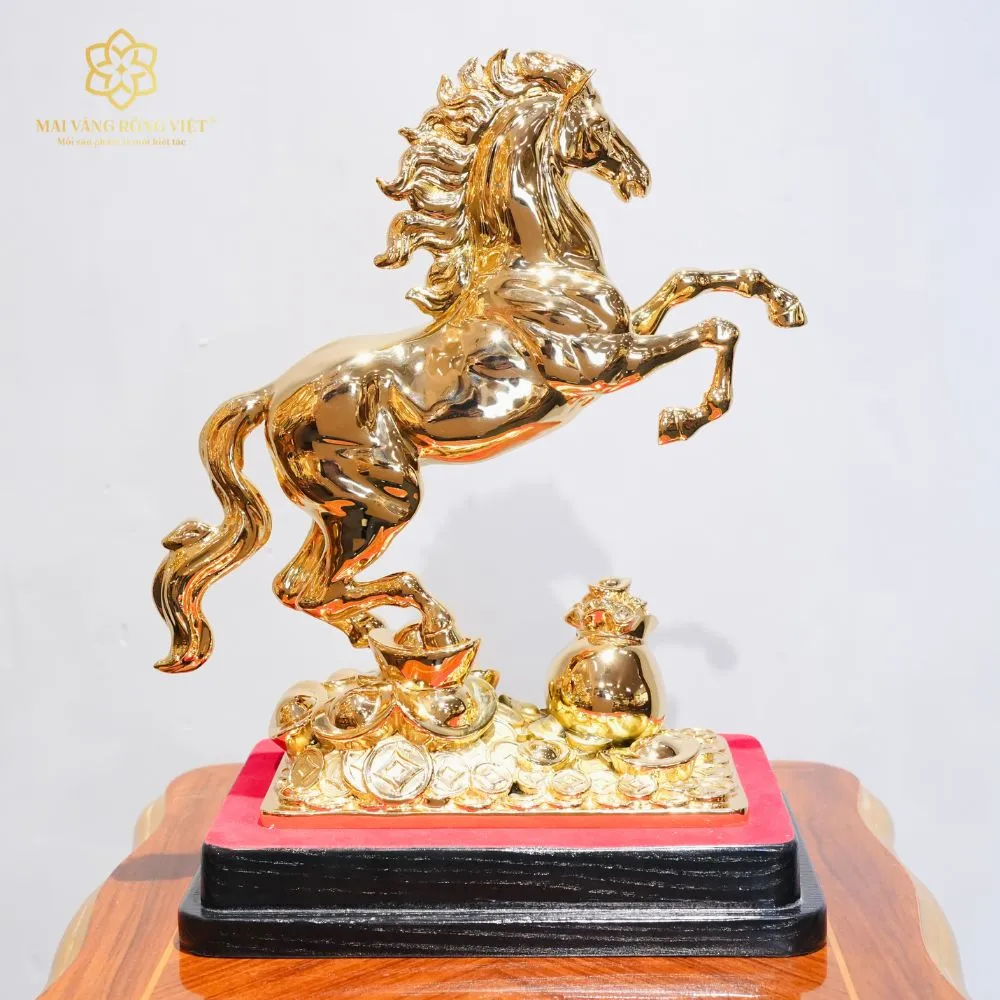 Kim Mã Chiêu Tài Bằng Đồng Mạ Gold 1 Kim Mã Chiêu Tài Bằng Đồng Mạ Gold