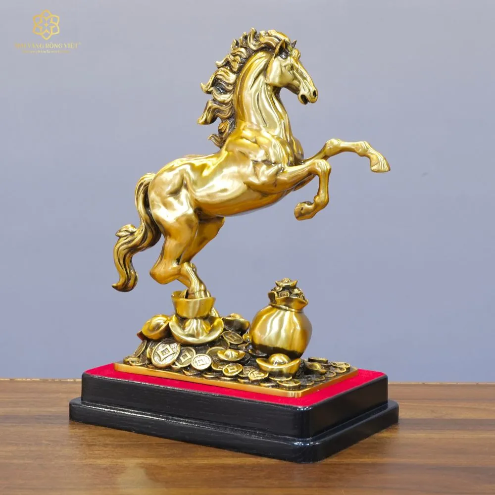 Kim Mã Chiêu Tài Bằng Đồng Mạ Cổ Điển Cao 30cm 3 Kim Mã Chiêu Tài Bằng Đồng Mạ Cổ Điển Cao 30cm - Ảnh 3