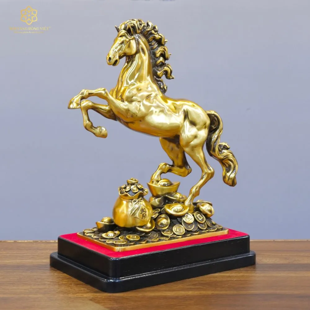 Kim Mã Chiêu Tài Bằng Đồng Mạ Cổ Điển Cao 30cm 4 Kim Mã Chiêu Tài Bằng Đồng Mạ Cổ Điển Cao 30cm - Ảnh 4