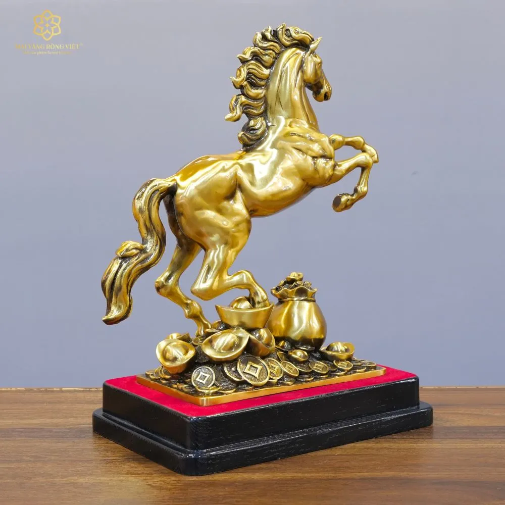 Kim Mã Chiêu Tài Bằng Đồng Mạ Cổ Điển Cao 30cm 5 Kim Mã Chiêu Tài Bằng Đồng Mạ Cổ Điển Cao 30cm - Ảnh 5