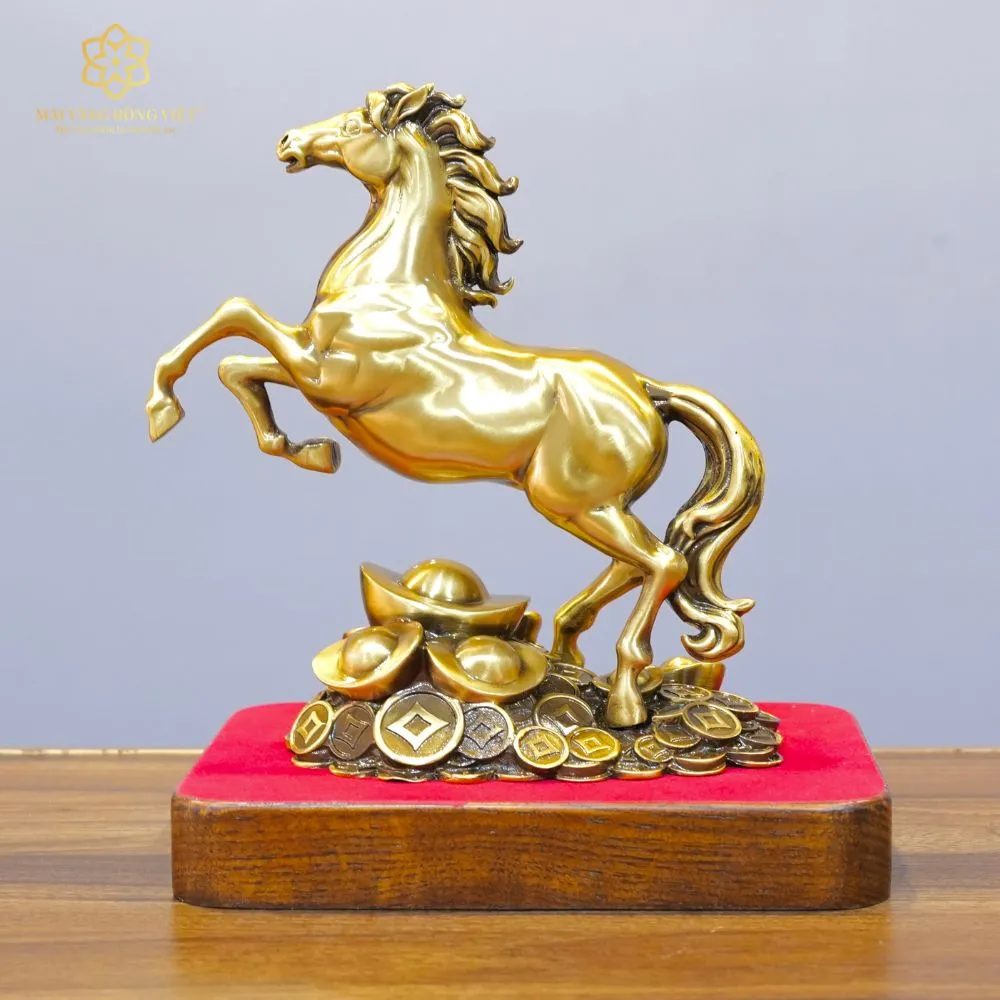 Kim Mã Đại Phát Bằng Đồng Mạ Cổ Điển Cao 20cm 2 Kim Mã Đại Phát Bằng Đồng Mạ Cổ Điển Cao 20cm - Ảnh 2