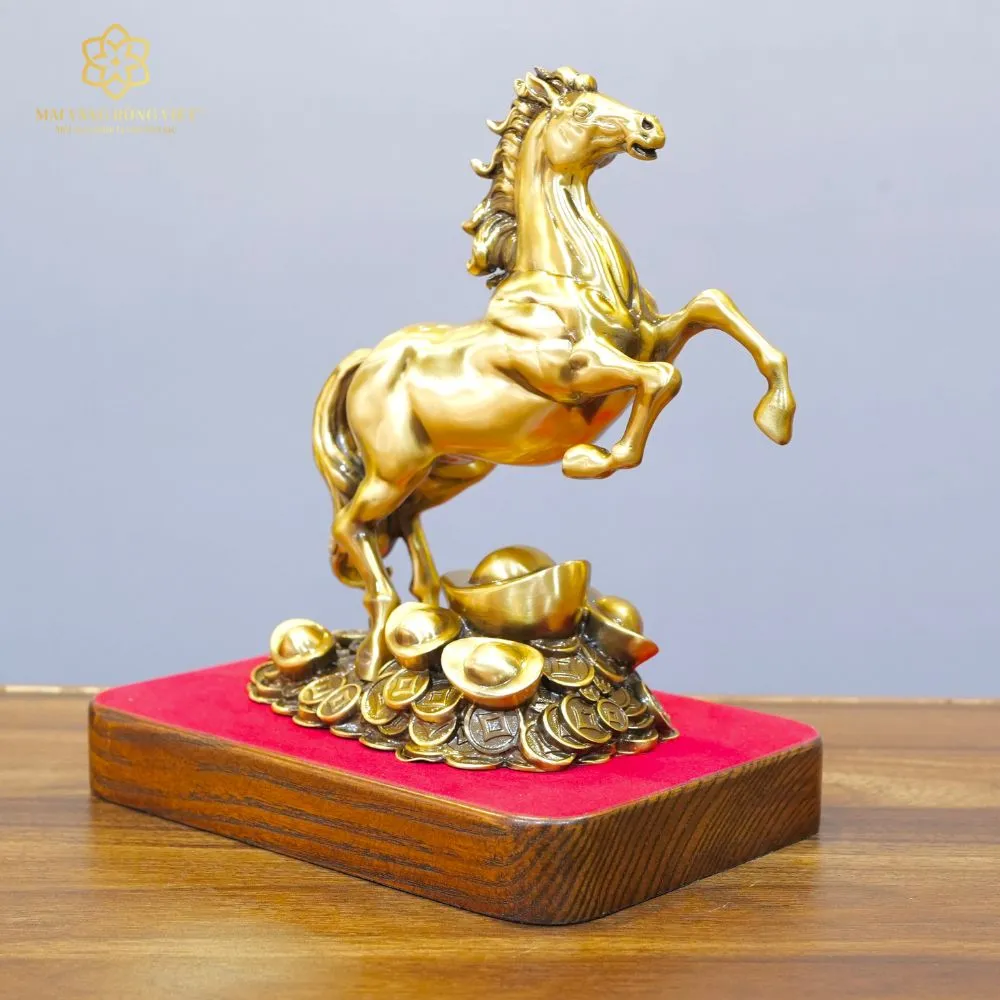 Kim Mã Đại Phát Bằng Đồng Mạ Cổ Điển Cao 20cm 3 Kim Mã Đại Phát Bằng Đồng Mạ Cổ Điển Cao 20cm - Ảnh 3