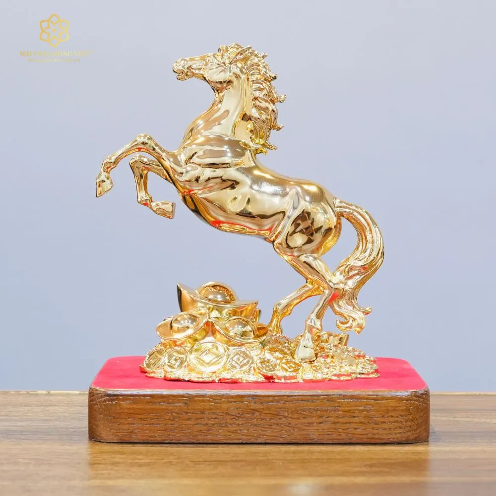 Kim Mã Đại Phát Bằng Đồng Mạ Gold Cao 20cm 2 Kim Mã Đại Phát Bằng Đồng Mạ Gold Cao 20cm - Ảnh 2