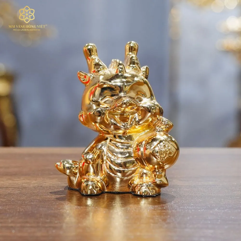 Tượng Rồng Chibi Mạ Gold 1 Tượng Rồng Chibi Mạ Gold