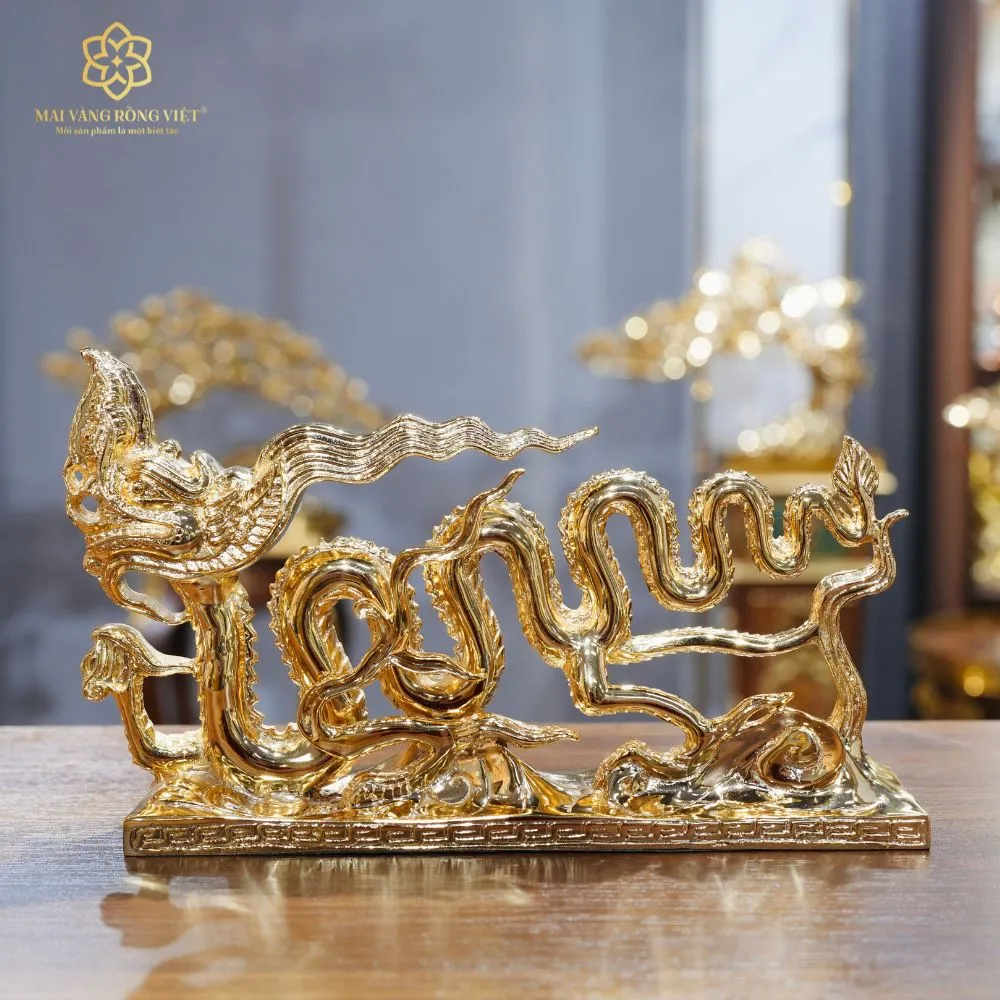 Tượng Rồng Nhà Lý Mạ Vàng 24K 2 Tượng Rồng Nhà Lý Mạ Vàng 24K - Ảnh 2