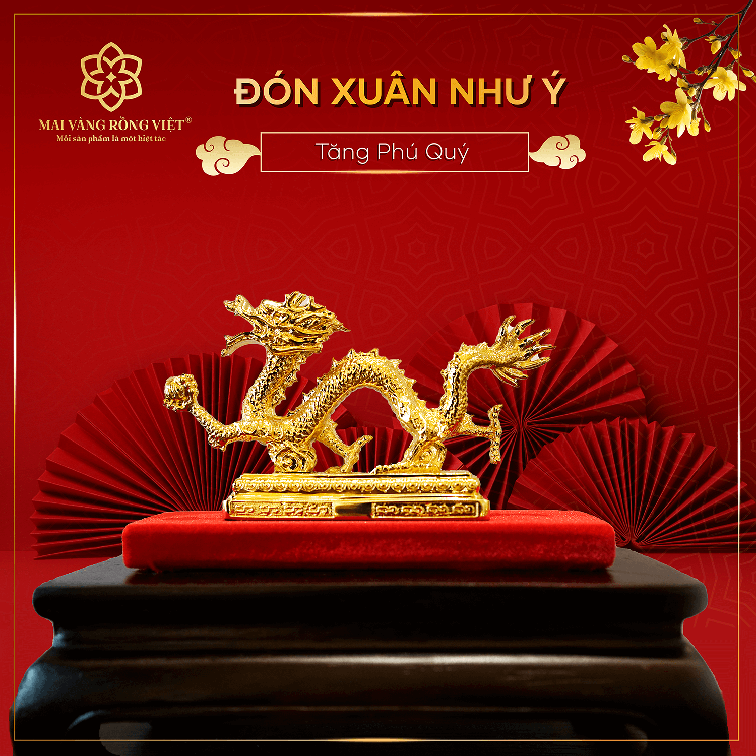 Rồng Thịnh Vượng mạ vàng 24K dài 12cm 1 Rồng Thịnh Vượng mạ vàng 24K dài 12cm
