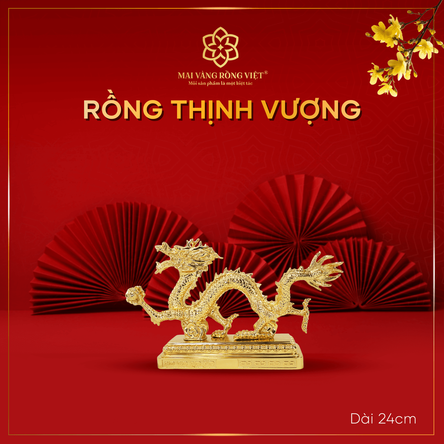 Rồng Thịnh Vượng mạ vàng 24K dài 24cm 1 Rồng Thịnh Vượng mạ vàng 24K dài 24cm