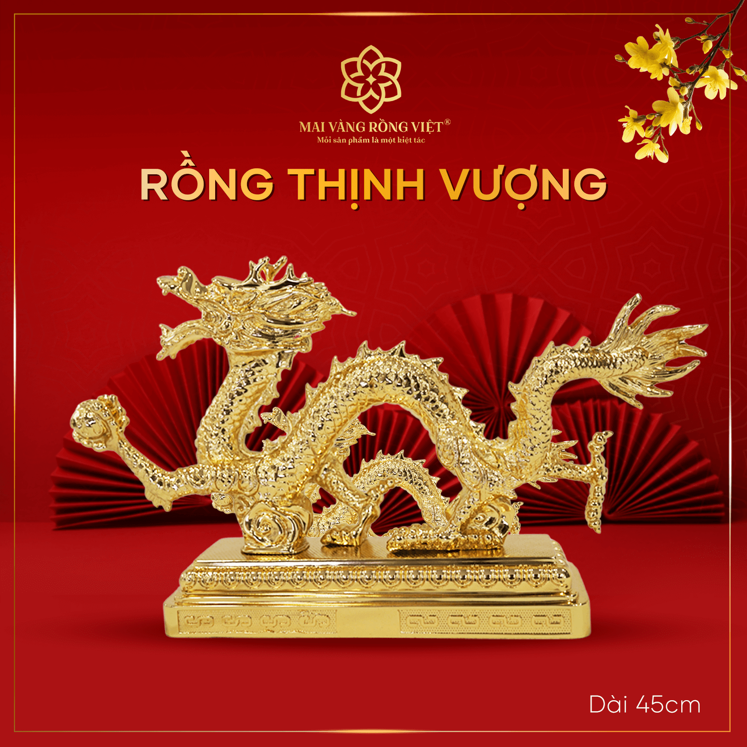 Rồng Thịnh Vượng mạ vàng 24K dài 45cm 1 Rồng Thịnh Vượng mạ vàng 24K dài 45cm