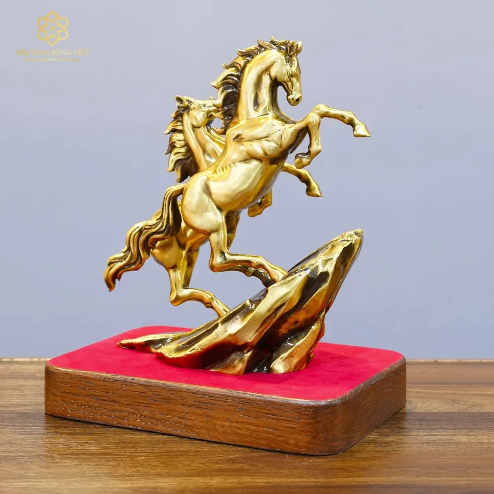 Song Mã Thịnh Vượng Bằng Đồng Mạ Cổ Điển Cao 20cm 3 Song Mã Thịnh Vượng Bằng Đồng Mạ Cổ Điển Cao 20cm - Ảnh 3