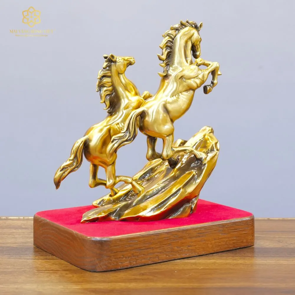 Song Mã Thịnh Vượng Bằng Đồng Mạ Cổ Điển Cao 20cm 5 Song Mã Thịnh Vượng Bằng Đồng Mạ Cổ Điển Cao 20cm - Ảnh 5