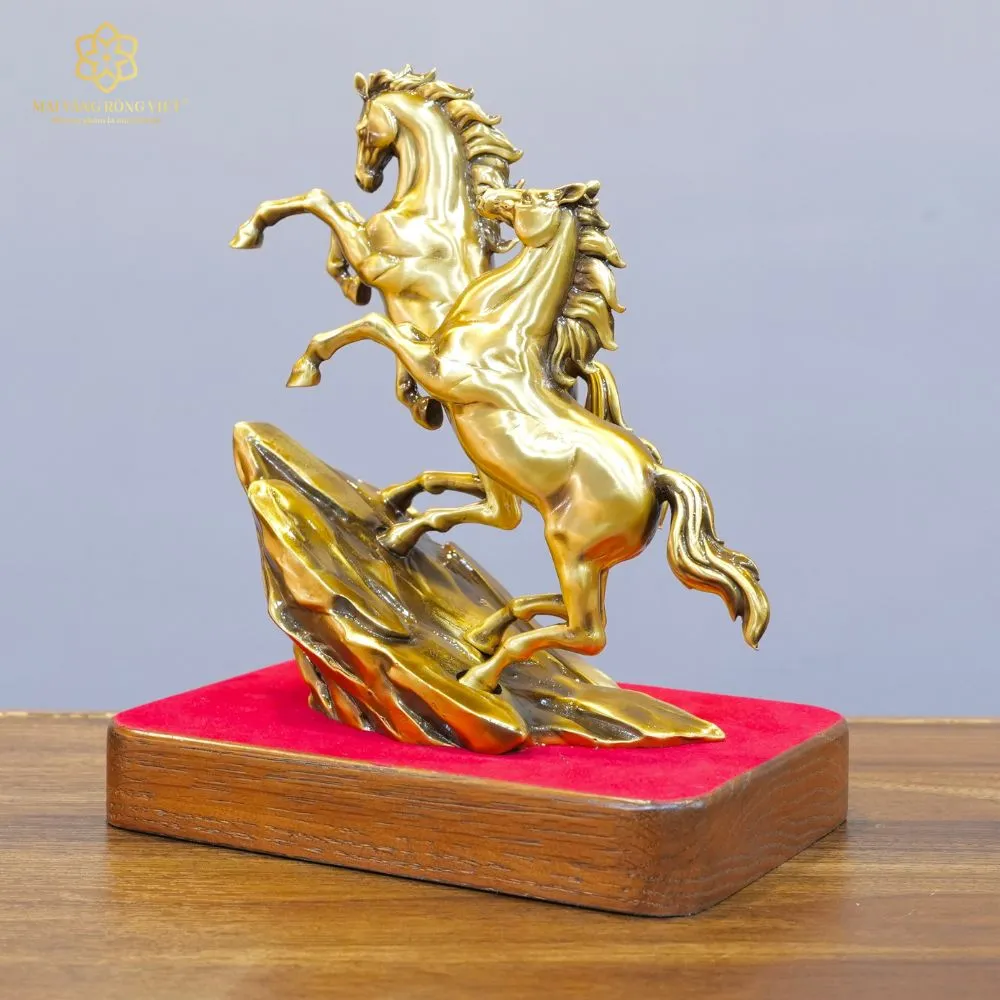 Song Mã Thịnh Vượng Bằng Đồng Mạ Cổ Điển Cao 20cm 6 Song Mã Thịnh Vượng Bằng Đồng Mạ Cổ Điển Cao 20cm - Ảnh 6