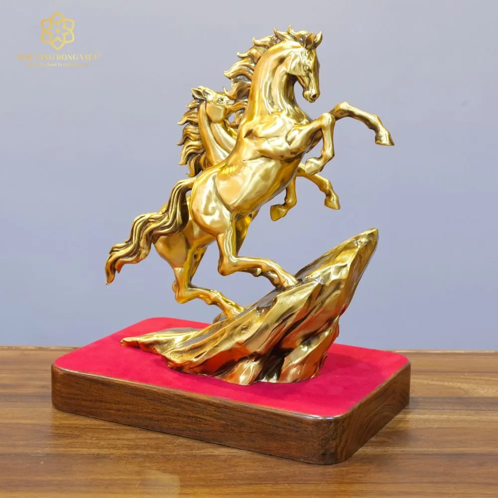 Song Mã Thịnh Vượng Bằng Đồng Mạ Cổ Điển Cao 30cm 3 Song Mã Thịnh Vượng Bằng Đồng Mạ Cổ Điển Cao 30cm - Ảnh 3