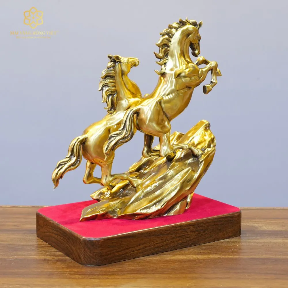 Song Mã Thịnh Vượng Bằng Đồng Mạ Cổ Điển Cao 30cm 5 Song Mã Thịnh Vượng Bằng Đồng Mạ Cổ Điển Cao 30cm - Ảnh 5