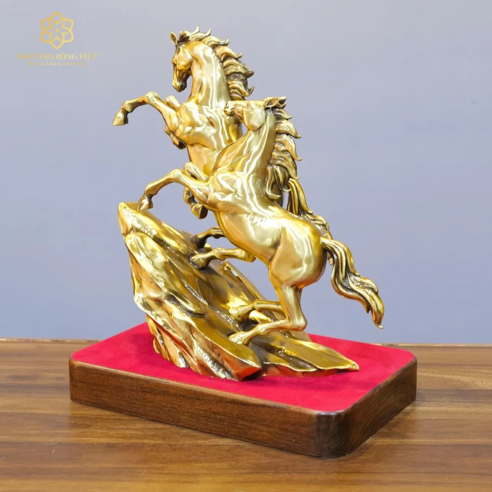 Song Mã Thịnh Vượng Bằng Đồng Mạ Cổ Điển Cao 30cm 6 Song Mã Thịnh Vượng Bằng Đồng Mạ Cổ Điển Cao 30cm - Ảnh 6