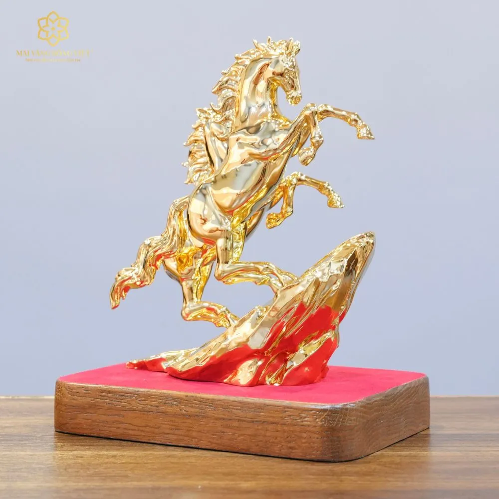 Song Mã Thịnh Vượng Bằng Đồng Mạ Gold Cao 20cm 3 Song Mã Thịnh Vượng Bằng Đồng Mạ Gold Cao 20cm - Ảnh 3
