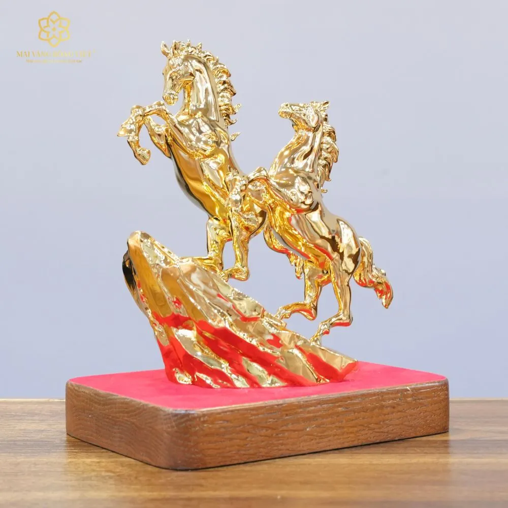 Song Mã Thịnh Vượng Bằng Đồng Mạ Gold Cao 20cm 4 Song Mã Thịnh Vượng Bằng Đồng Mạ Gold Cao 20cm - Ảnh 4