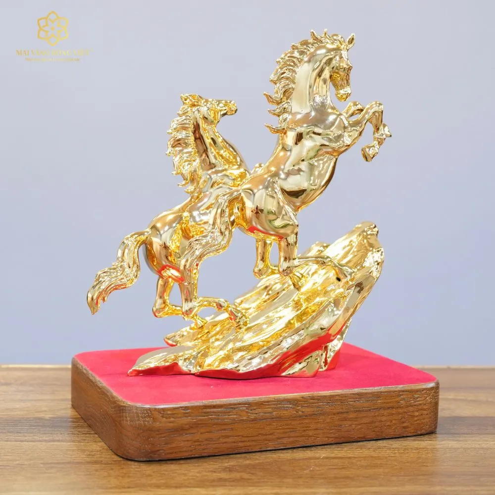 Song Mã Thịnh Vượng Bằng Đồng Mạ Gold Cao 20cm 5 Song Mã Thịnh Vượng Bằng Đồng Mạ Gold Cao 20cm - Ảnh 5