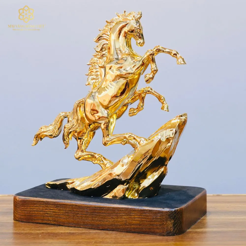 Song Mã Thịnh Vượng Bằng Đồng Mạ Gold Cao 30cm 3 Song Mã Thịnh Vượng Bằng Đồng Mạ Gold Cao 30cm - Ảnh 3