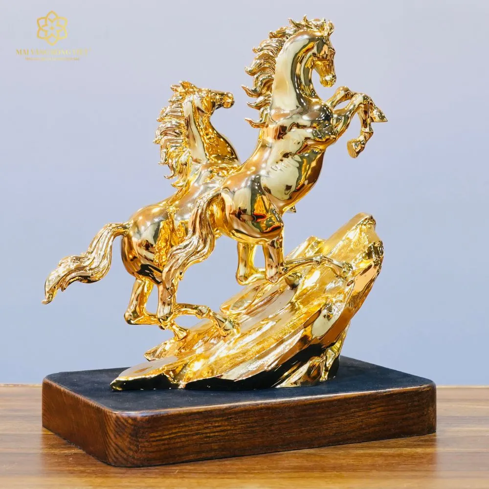 Song Mã Thịnh Vượng Bằng Đồng Mạ Gold Cao 30cm 5 Song Mã Thịnh Vượng Bằng Đồng Mạ Gold Cao 30cm - Ảnh 5