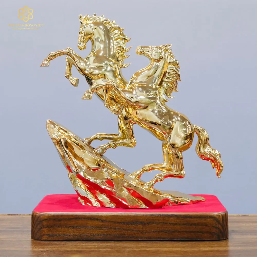 Song Mã Thịnh Vượng Bằng Đồng Mạ Gold Cao 30cm 8 Song Mã Thịnh Vượng Bằng Đồng Mạ Gold Cao 30cm - Ảnh 8