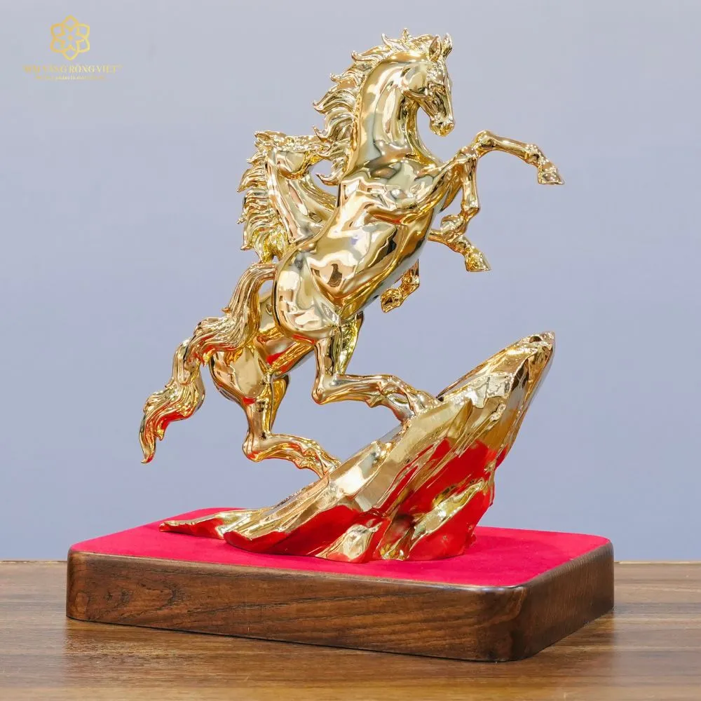 Song Mã Thịnh Vượng Bằng Đồng Mạ Gold Cao 30cm 9 Song Mã Thịnh Vượng Bằng Đồng Mạ Gold Cao 30cm - Ảnh 9