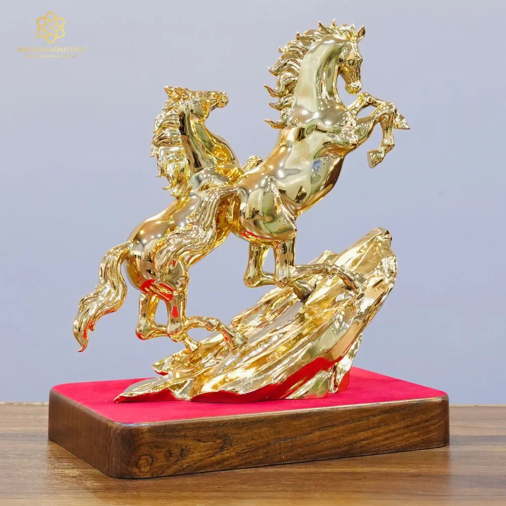 Song Mã Thịnh Vượng Bằng Đồng Mạ Gold Cao 30cm 11 Song Mã Thịnh Vượng Bằng Đồng Mạ Gold Cao 30cm - Ảnh 11