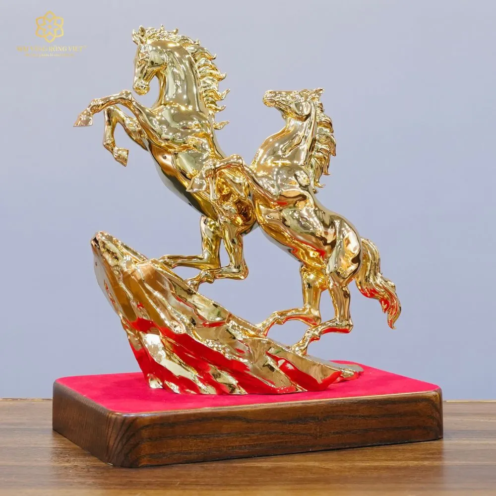 Song Mã Thịnh Vượng Bằng Đồng Mạ Gold Cao 30cm 10 Song Mã Thịnh Vượng Bằng Đồng Mạ Gold Cao 30cm - Ảnh 10