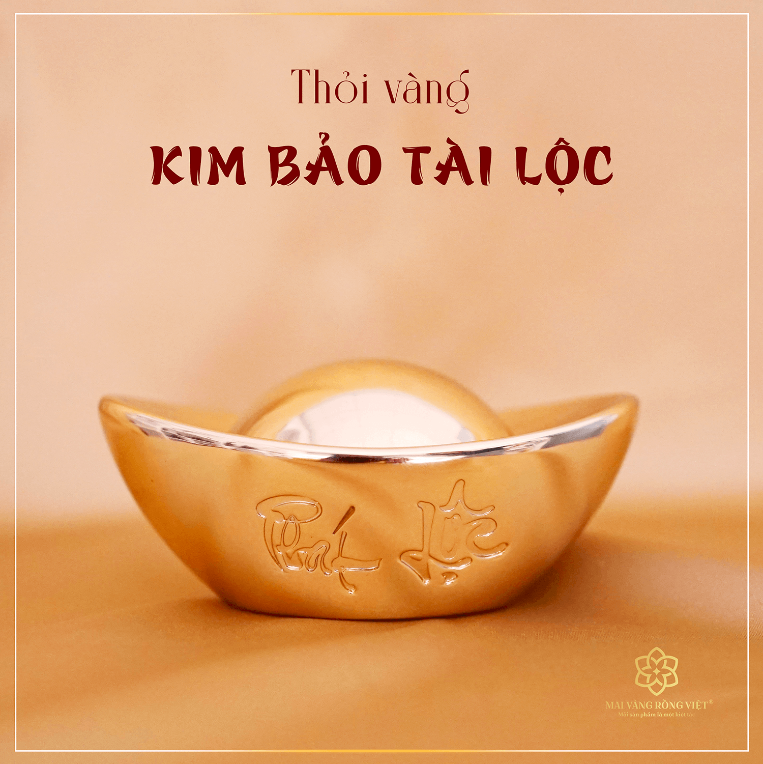 Thỏi vàng Kim Bảo Tài Lộc mạ vàng 24k 1 Thỏi vàng Kim Bảo Tài Lộc mạ vàng 24k